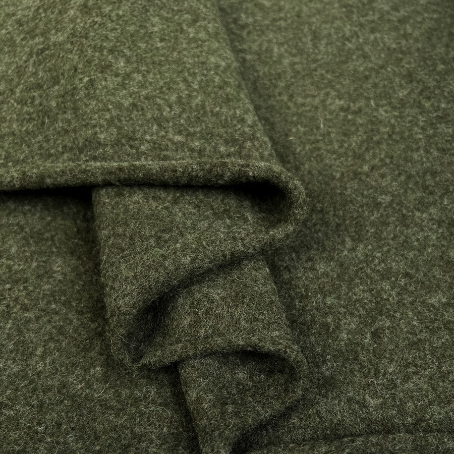 100% Merino Wool Khaki Green Warm Coating Fabric Fold
