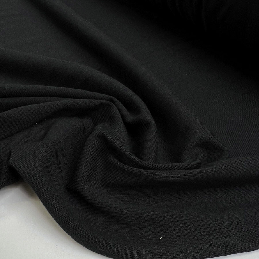 Remnant heavy rib cotton jersey black 1-5m