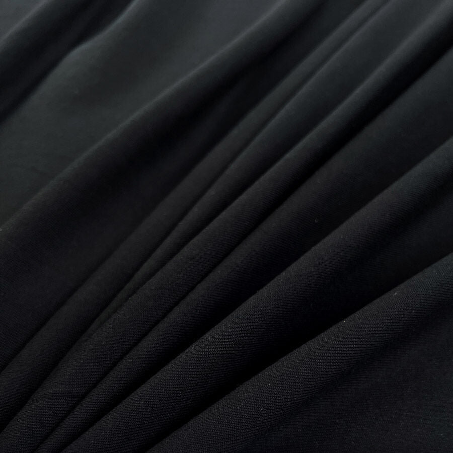 Remnant heavy rib cotton jersey black 1-5m