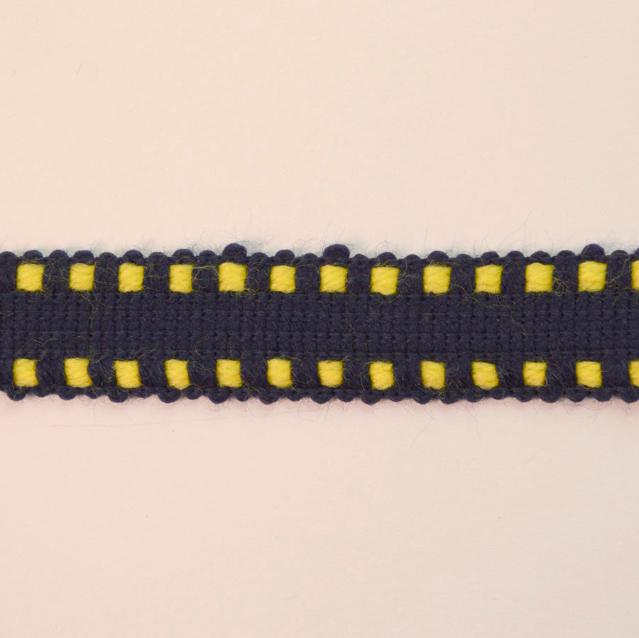 15mm Polyester Navy Yellow Dash Braid S