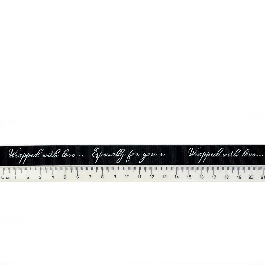 16mm Wrapped With Love Craft Sewing Ribbon Black Ruler