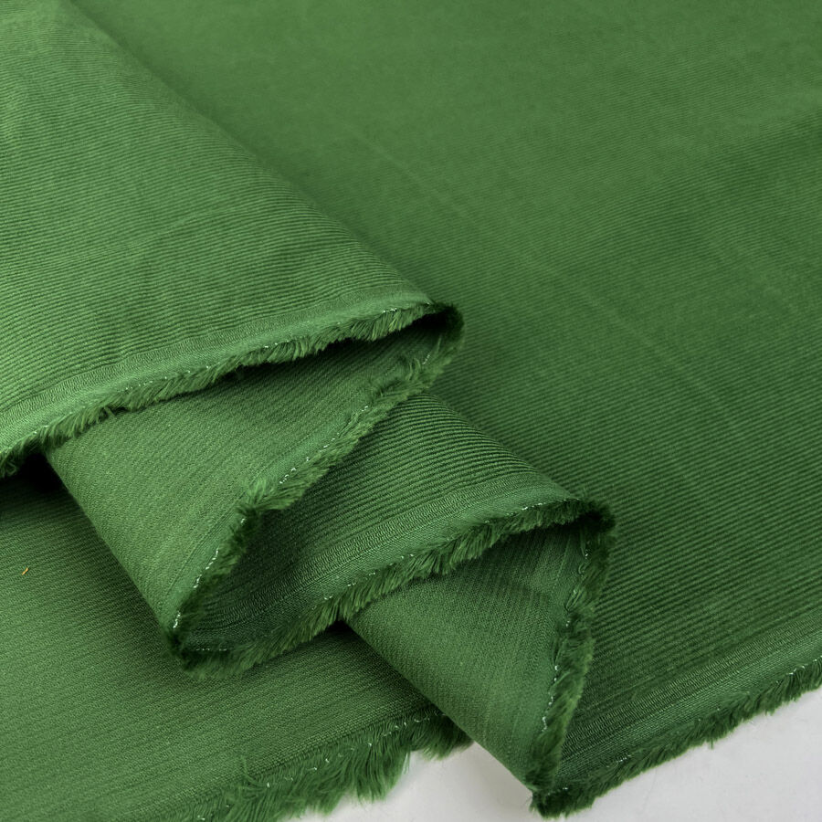 21 Wale Needlecord Emerald Green Cotton Corduroy Woven Shirting Fabric Fold