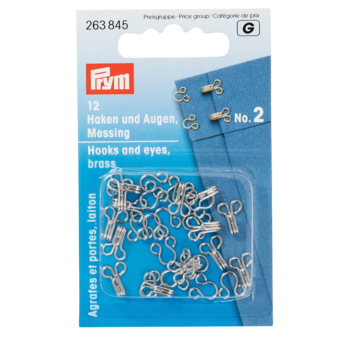 263845 Hooks And Eyes Brass 2 Silver Col