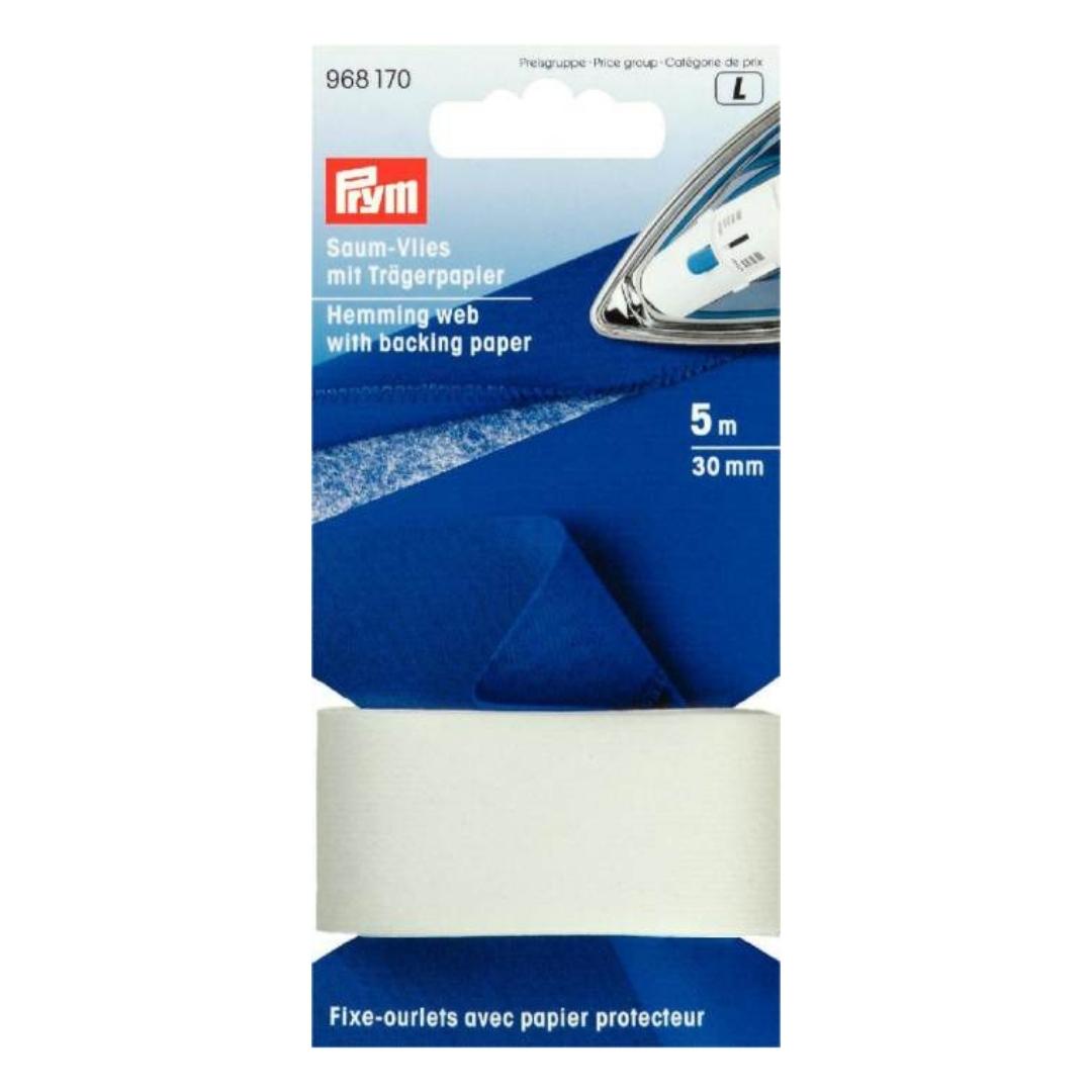 968170 Prym 30mm Hemming Web With Backing Paper White