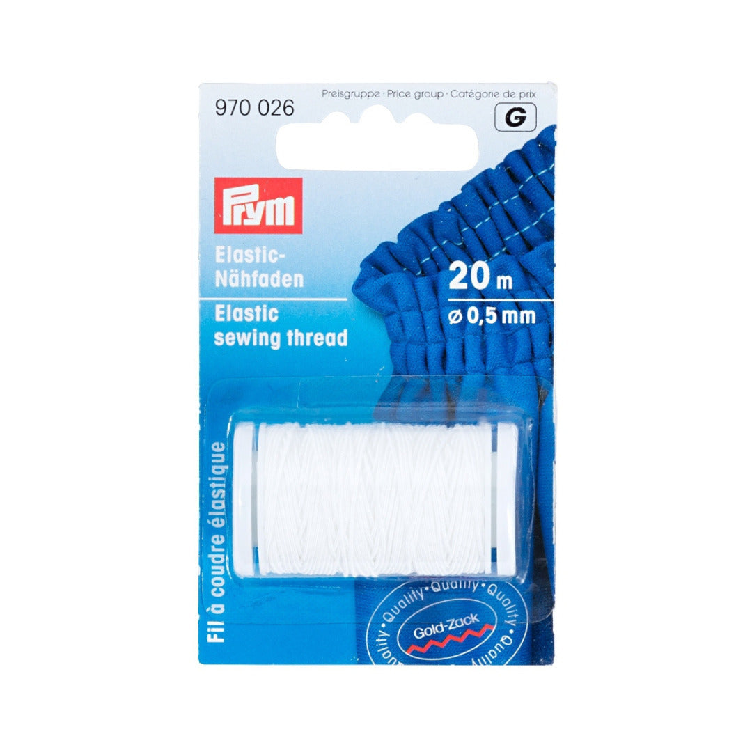 970026 Prym 0 5mm Elastic Sewing Thread White