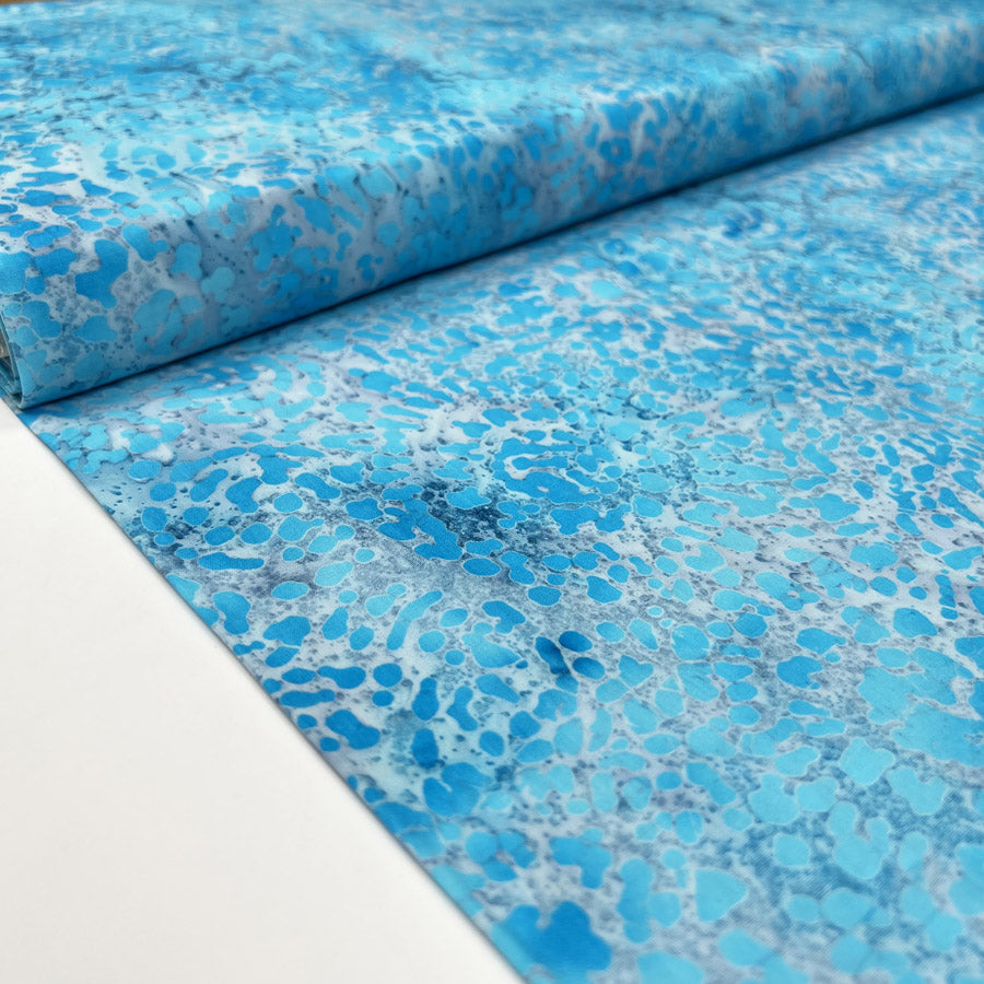Batik Lagoon Blue Cotton Hand Printed Abstract Woven Dress Fabric Bolt