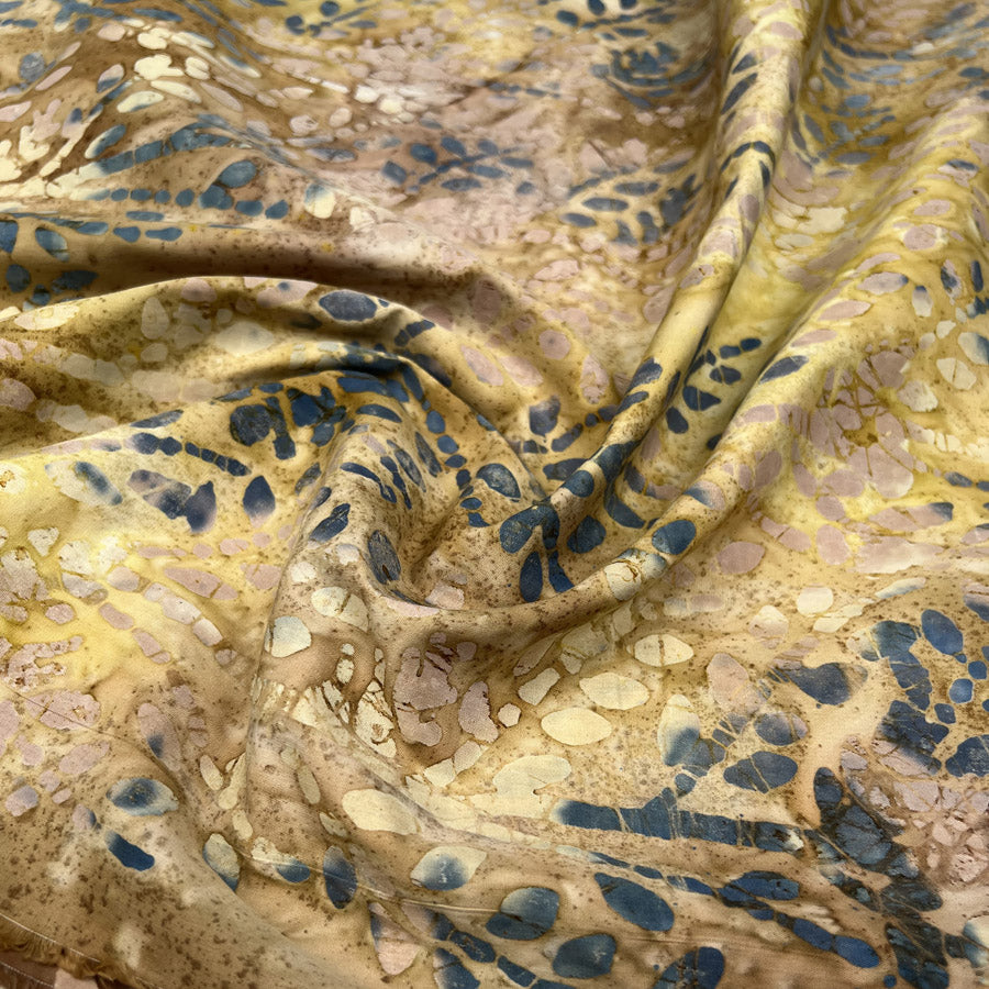 Batik Undergrowth Cotton Brown Hand Printed Abstract Woven Dress Fabric CU