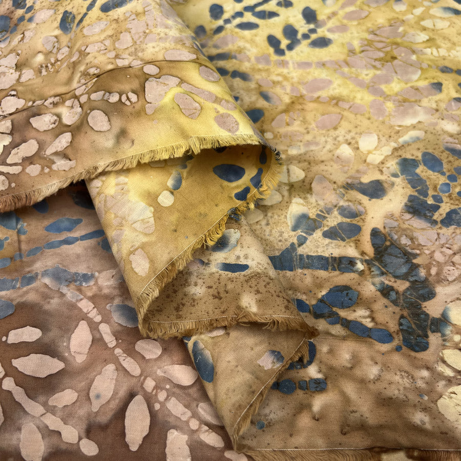 Batik Undergrowth Cotton Brown Hand Printed Abstract Woven Dress Fabric Fold