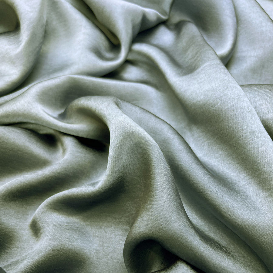 Bella Satin Stretch Mint Polyester Elastane Smooth Dressmaking Fabric Close Up