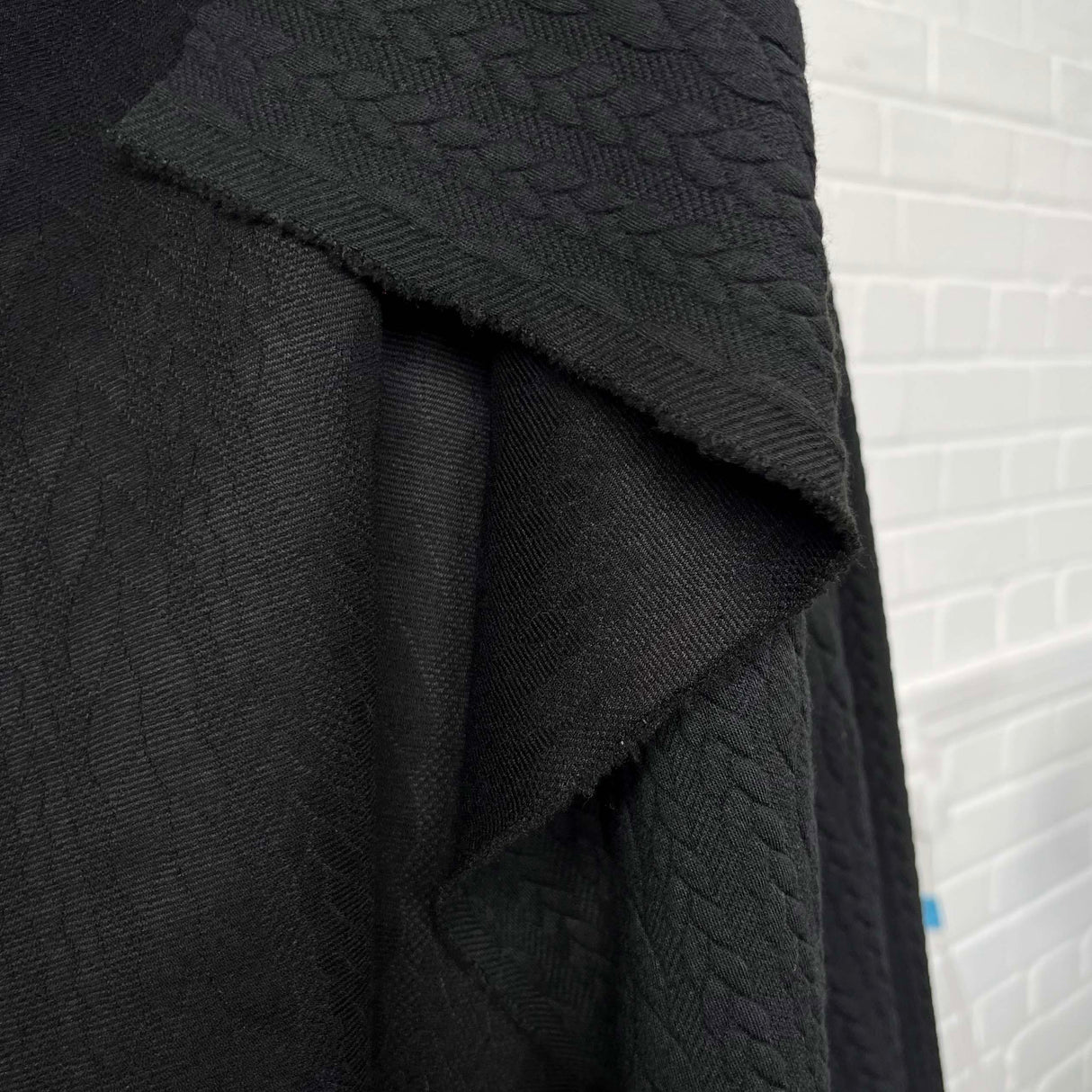 Cable Jersey Black Polyester Viscose Elastane Rope Double Knit Fabric Hang