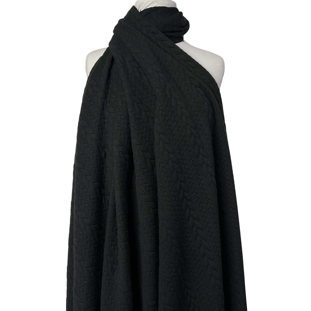 Cable Jersey Black Polyester Viscose Elastane Rope Double Knit Fabric Mannequin