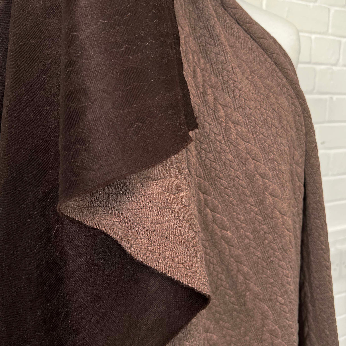Cable Jersey Cocoa Marl Brown Polyester Viscose Elastane Rope Double Knit Fabric Fold