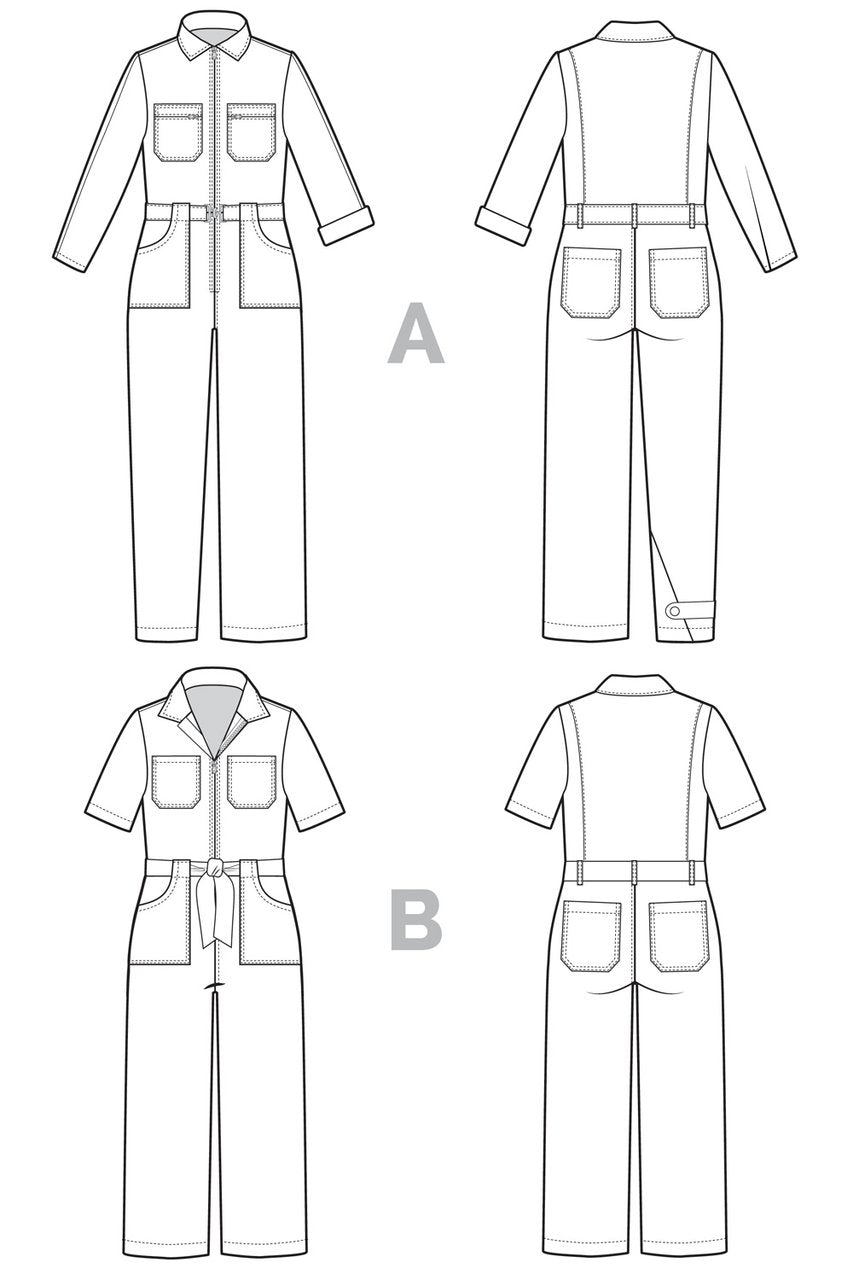 Closet Core Blanca Flightsuit Pattern illustration