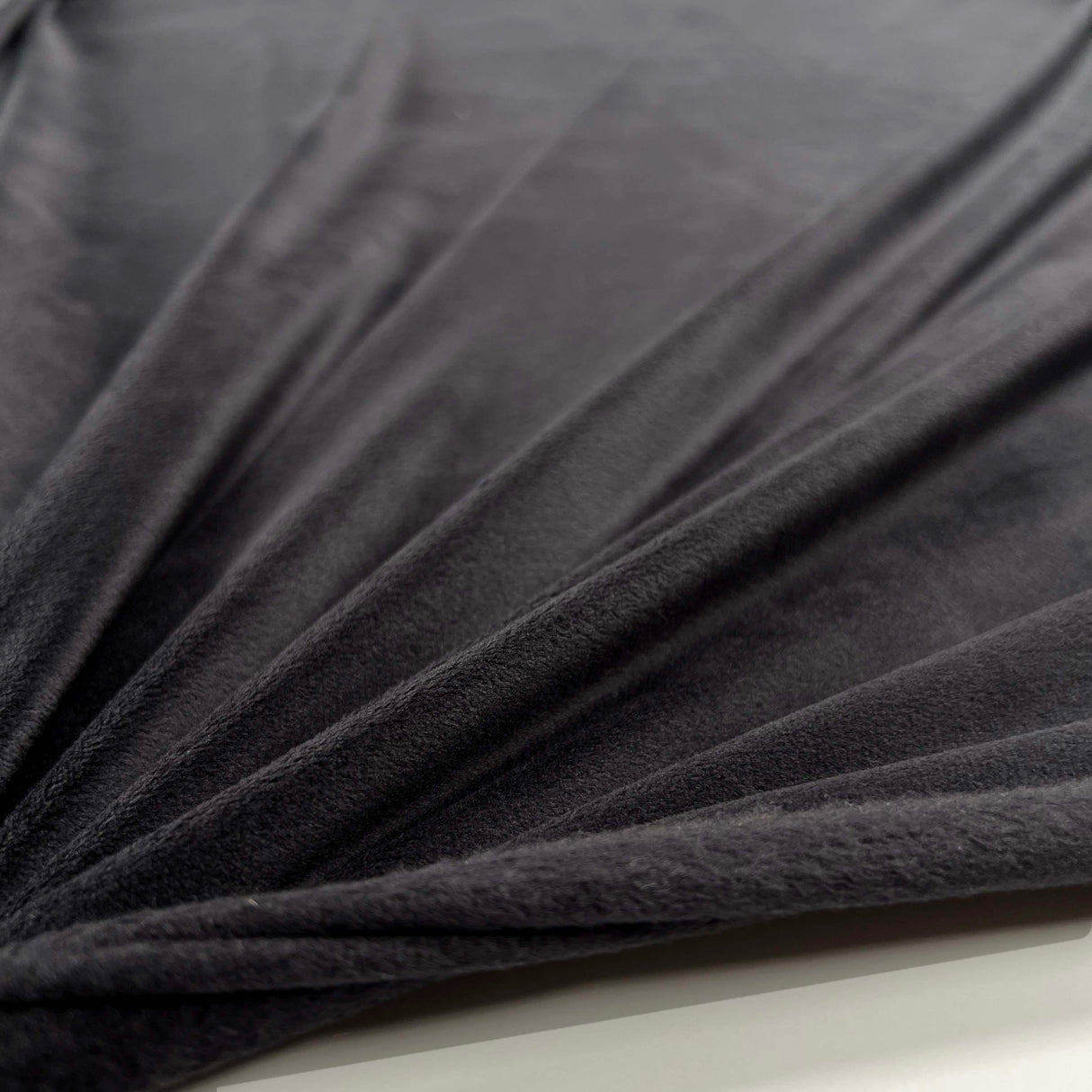 Comfort Velour Black Polyester Elastane Soft Fleece Jersey Fabric Stretch
