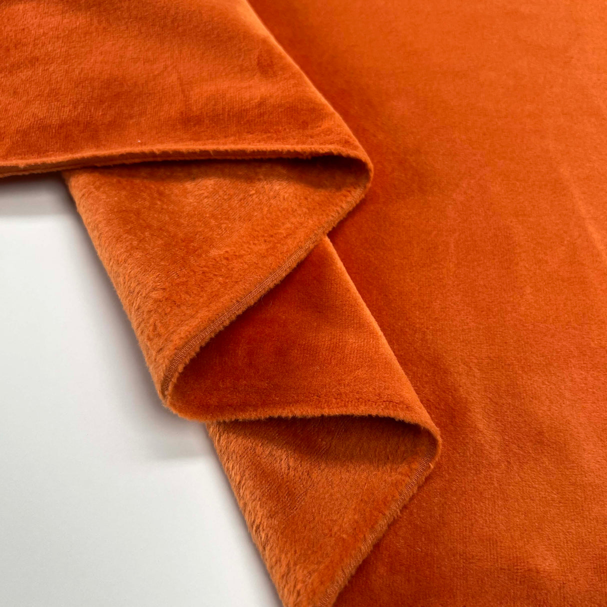 Comfort Velour Pumpkin Orange Polyester Elastane Soft Fleece Jersey Fabric Fold