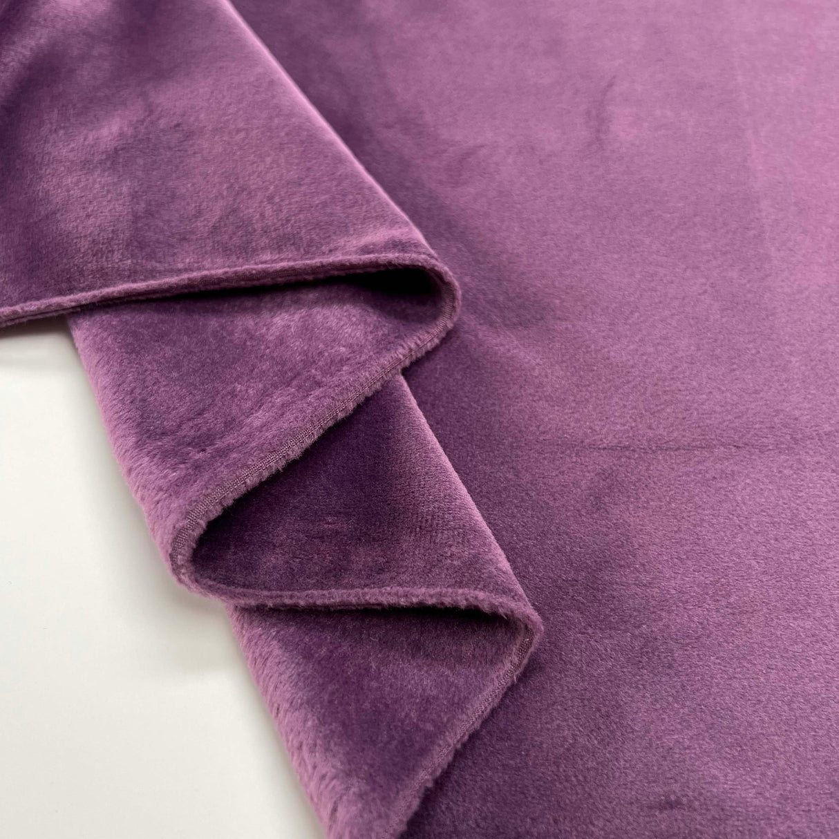Comfort Velour Purple Polyester Elastane Soft Fleece Jersey Fabric Fold