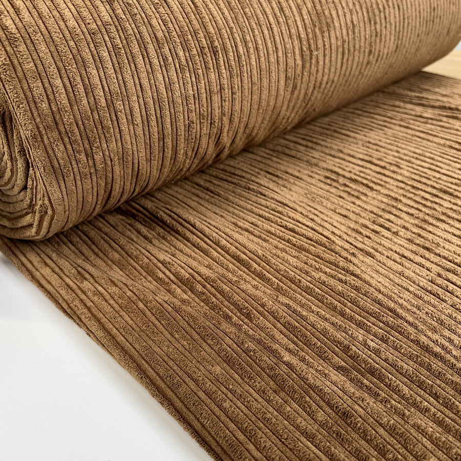 Fur Lined Corduroy Light Brown Polyester Polyamide Heavy Bonded Jumbo Coating Fabric Bolt