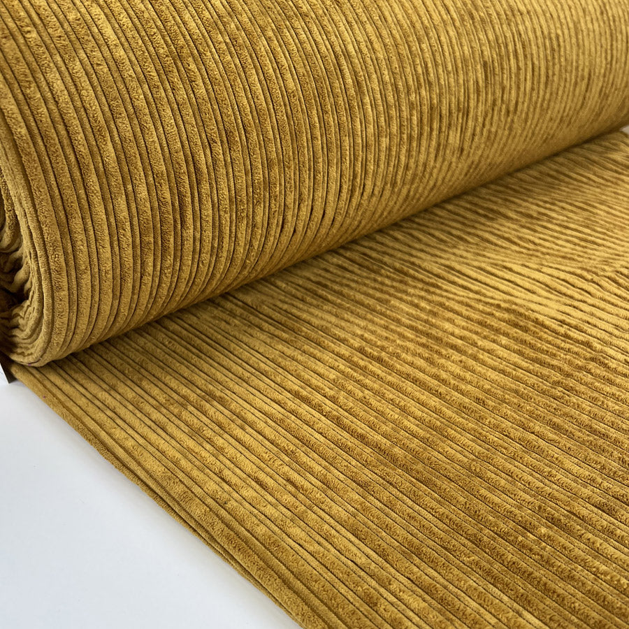 Fur Lined Corduroy Mustard Yellow Polyester Polyamide Heavy Bonded Jumbo Coating Fabric Bolt
