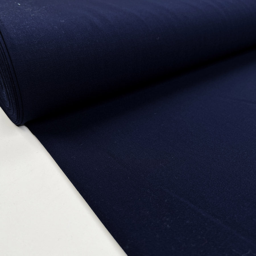 Italian Weave Navy Blue Wool Elastane Ex Designer Stretch Suiting Fabric Bolt