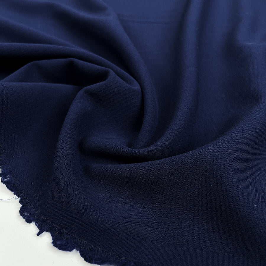 Italian Weave Navy Blue Wool Elastane Ex Designer Stretch Suiting Fabric CU