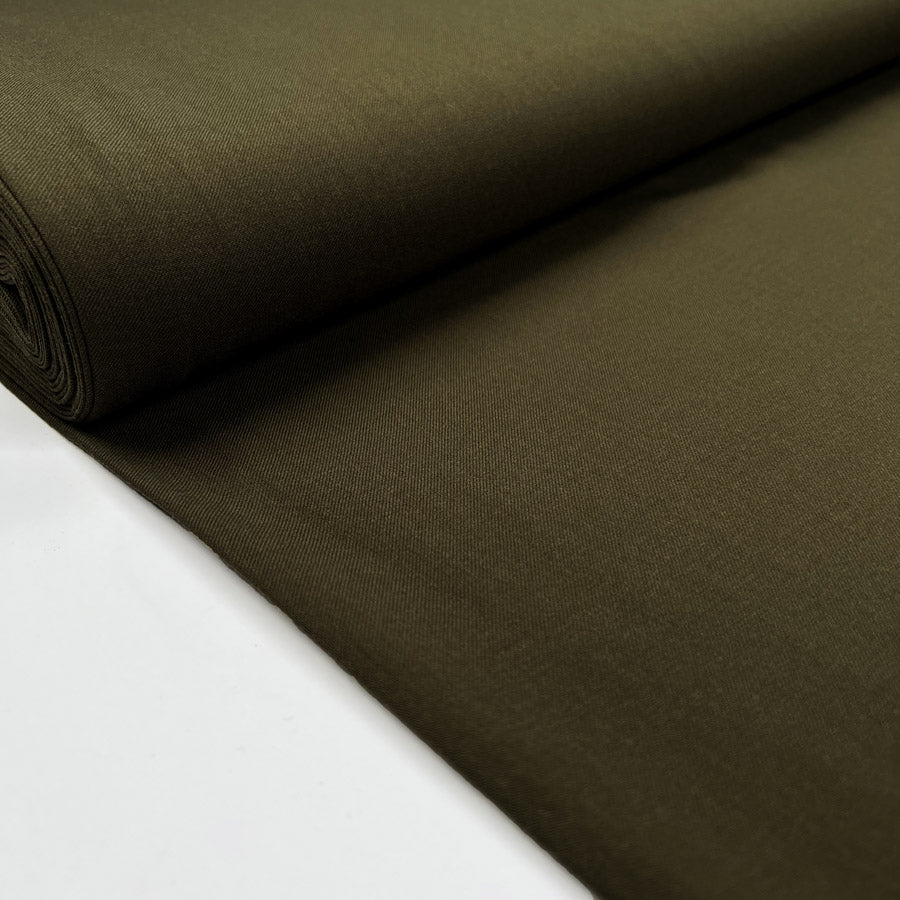 Italian Weave Olive Green Wool Elastane Ex Designer Stretch Suiting Fabric Bolt