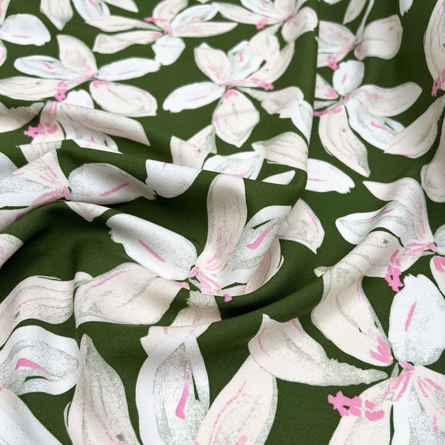 Milford Viscose Green Pink Floral Woven Dress Fabric CU