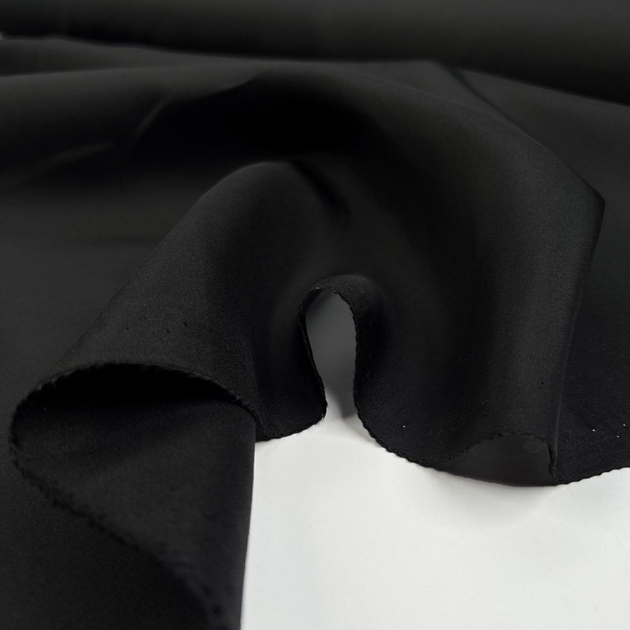 Night Time Silk Black Plain Woven Dress Fabric CU