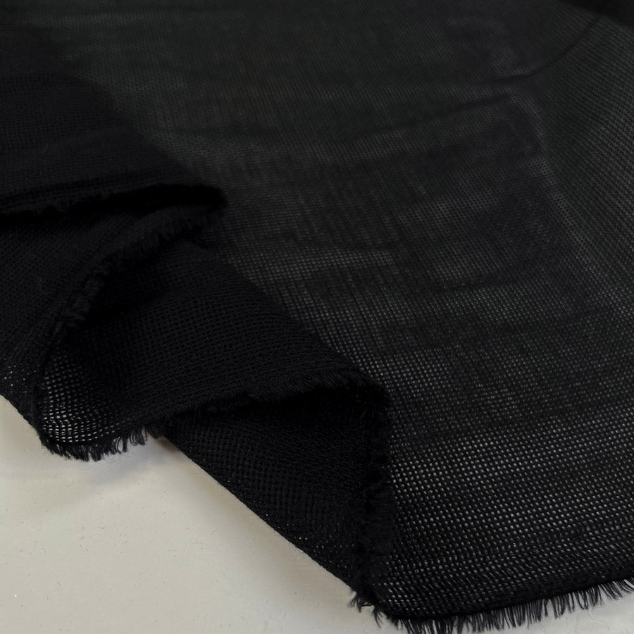 Open Knit Cotton Black Woven Fabric Fold