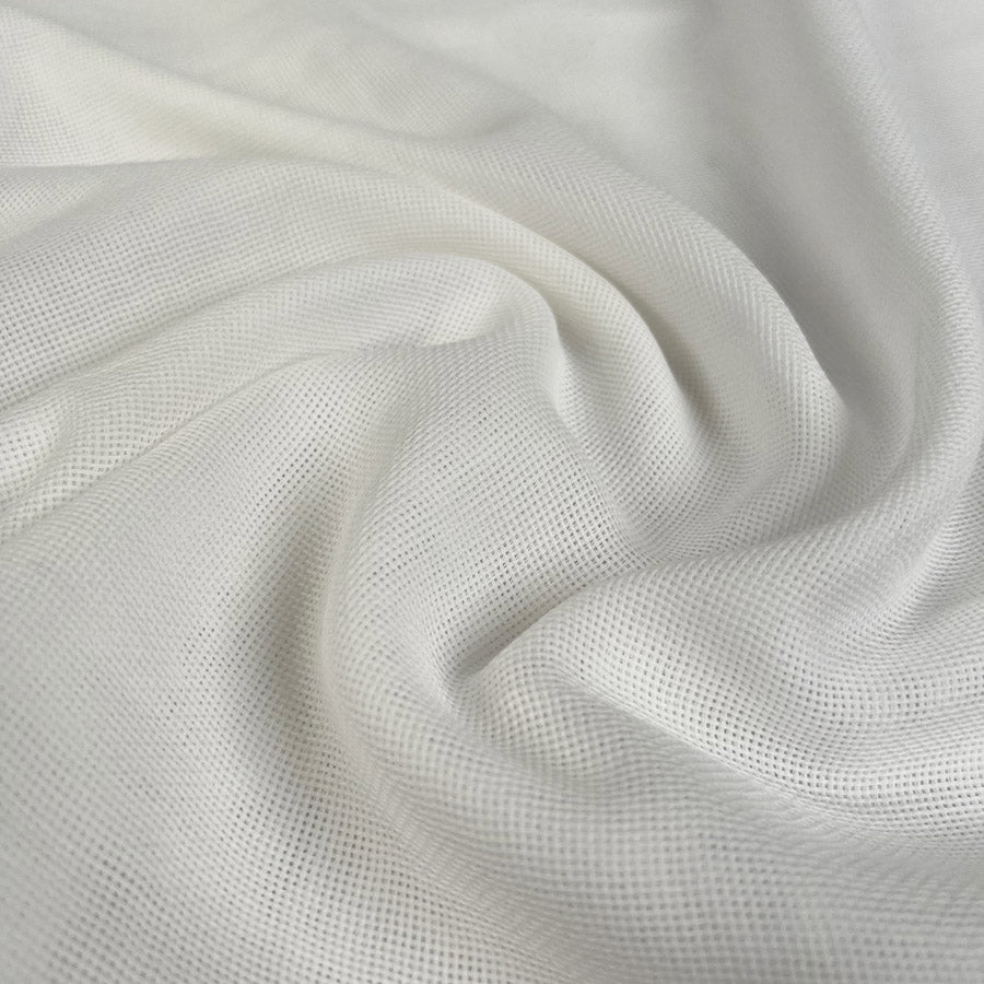 Open Knit Cotton White Woven Fabric CU