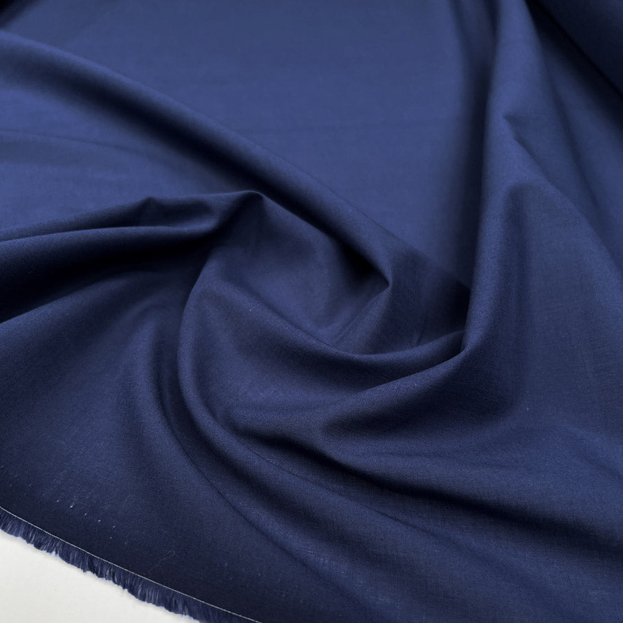 Pennine Cotton Lawn Navy Plain Woven Fine Lightweight Dress Fabric CU