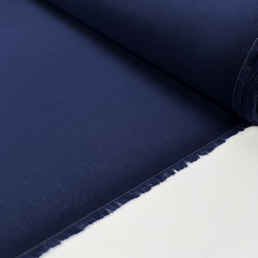 Pennine Cotton Lawn Navy Plain Woven Fine Lightweight Dress Fabric Roll