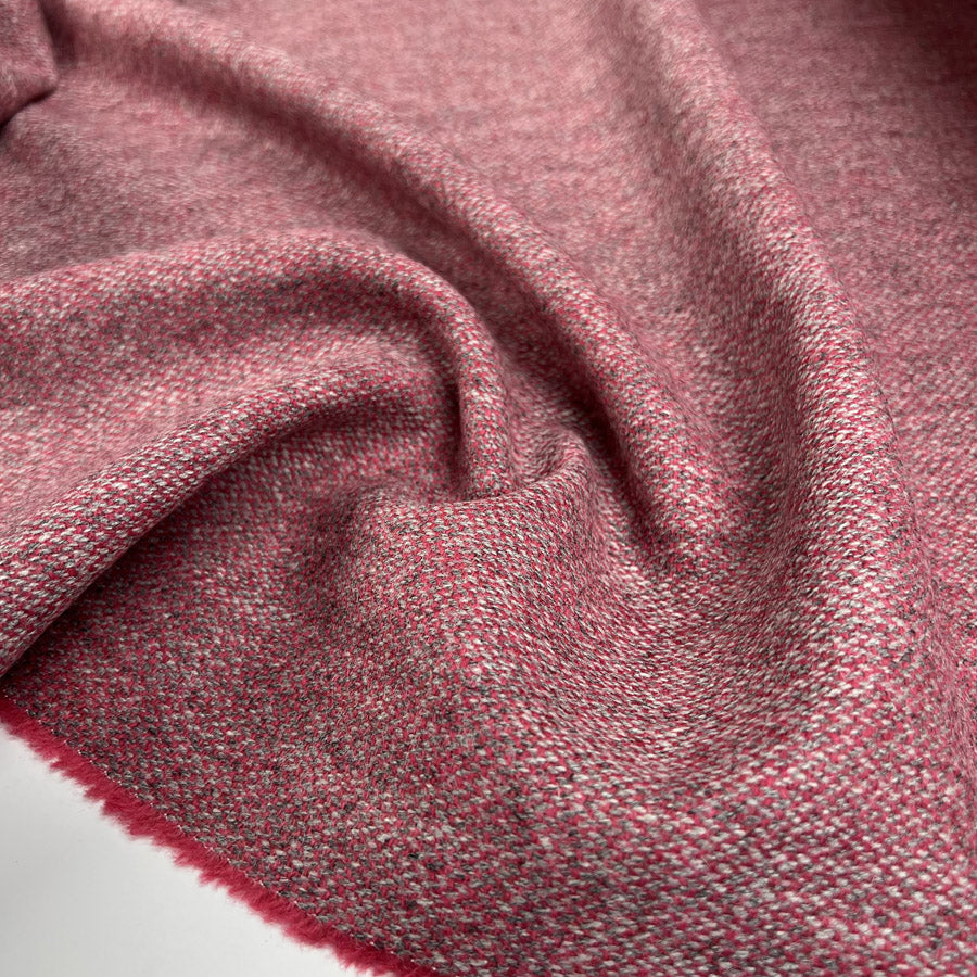 Saltaire Wool Fuchsia British Yorkshire Woven Marl Jacketing Fabric CU