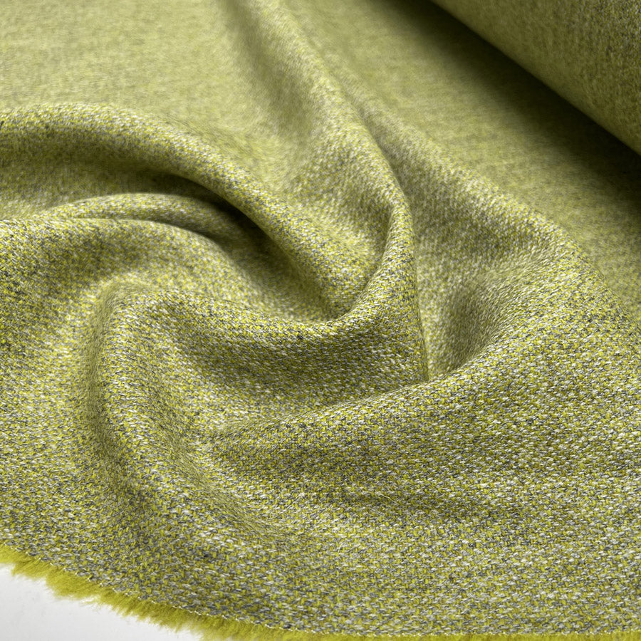 Saltaire Wool Lime British Yorkshire Woven Marl Jacketing Fabric CU