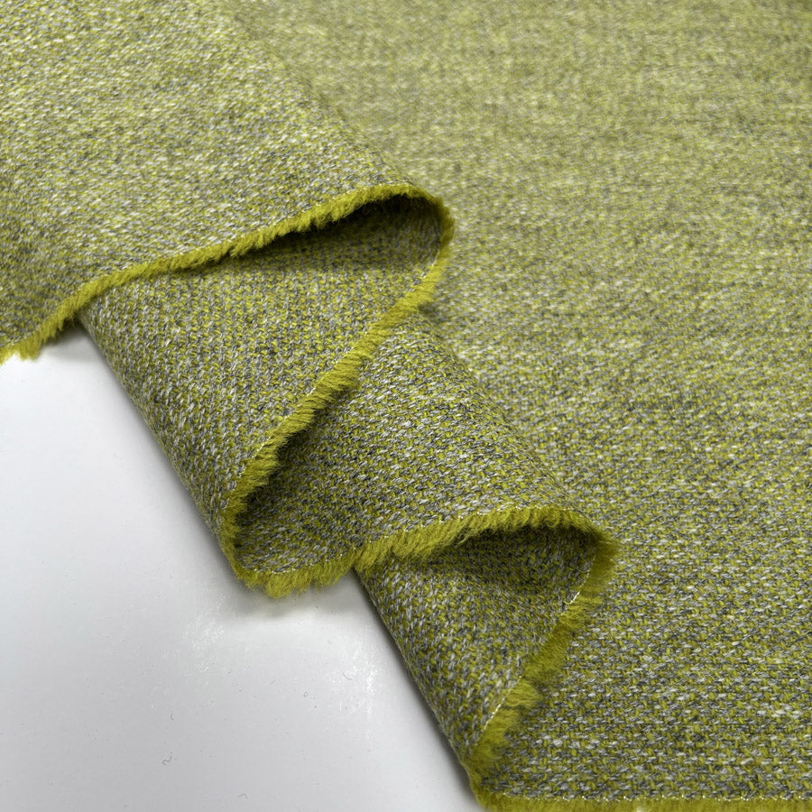 Saltaire Wool Lime British Yorkshire Woven Marl Jacketing Fabric Fold