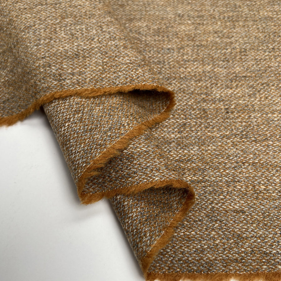 Saltaire Wool Rust Yorkshire Woven Marl Jacketing Fabric Fold