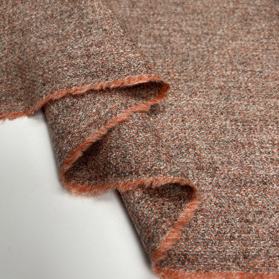 Saltaire Wool Salmon British Yorkshire Woven Marl Jacketing Fabric Fold