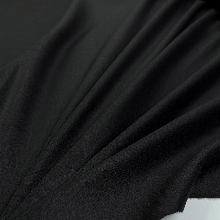 Sartoria Nero Wool Elastane Black Italian Ex Designer Deadstock Fabric CU