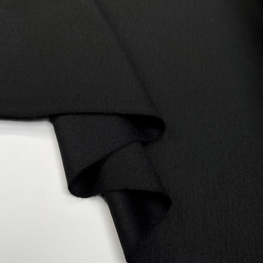 Sartoria Nero Wool Elastane Black Italian Ex Designer Deadstock Fabric Fold