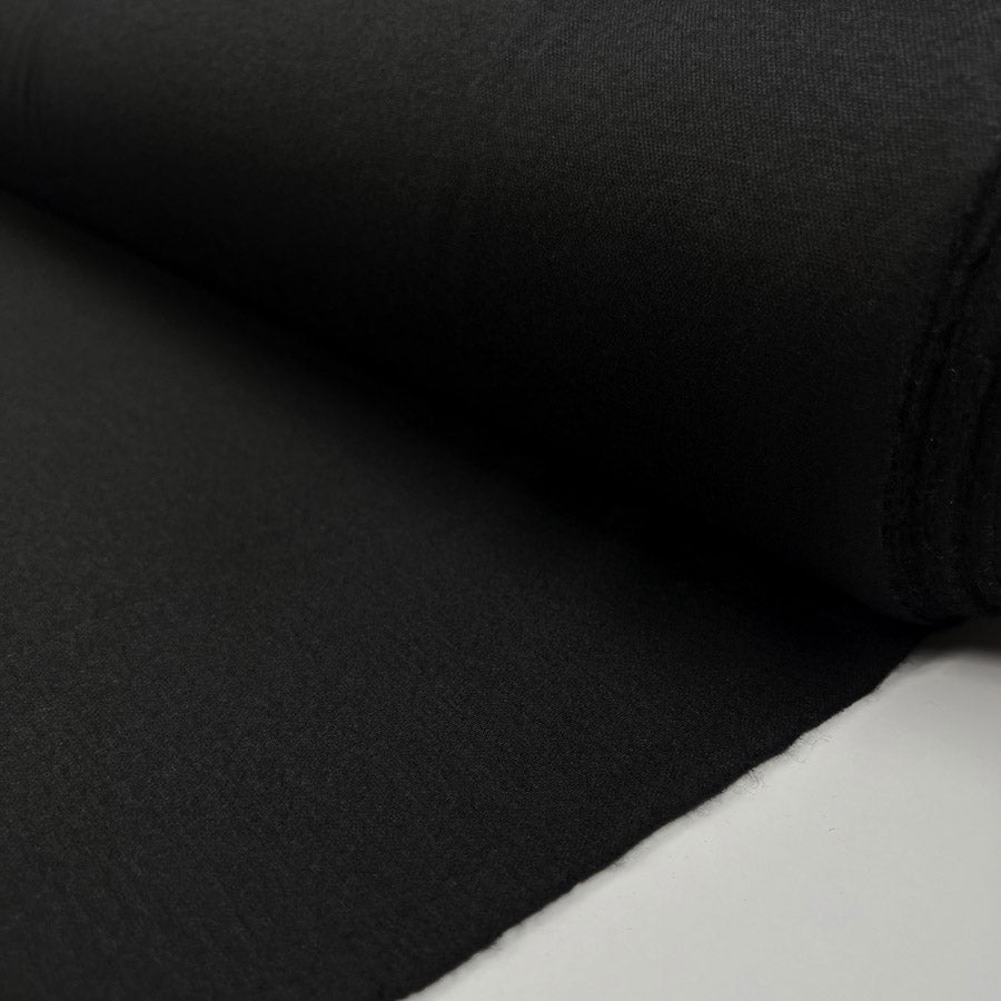 Sartoria Nero Wool Elastane Black Italian Ex Designer Deadstock Fabric Roll