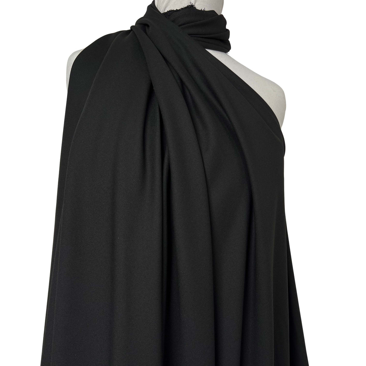 Smart Easy Polyester Viscose Elastane Black Stretch Woven Suiting Fabric Close Mannequin
