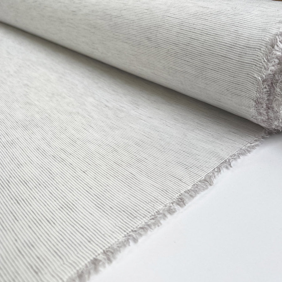 Stripeaway Linen Mix Grey Viscose Ecru Woven Shirting Fabric Roll