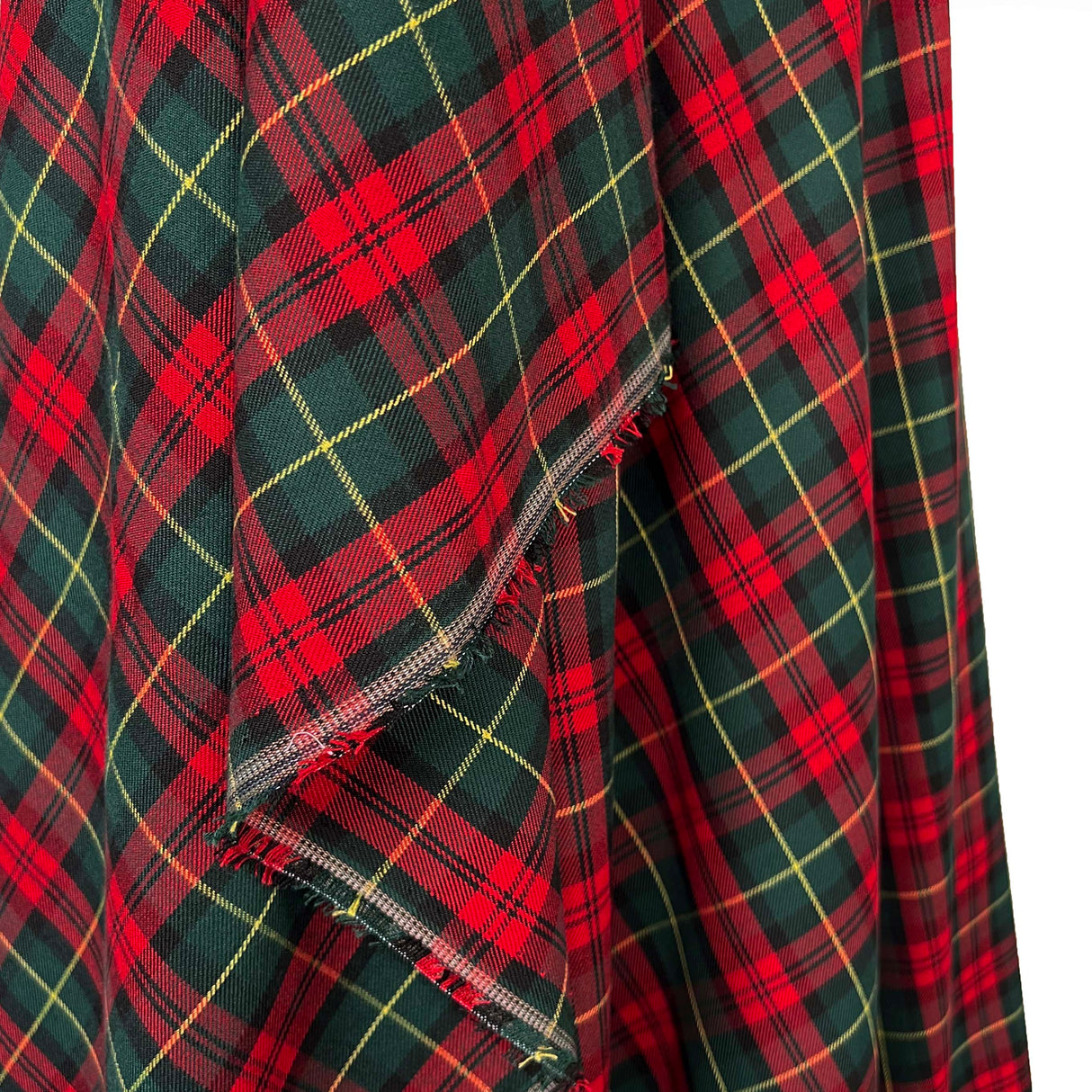 Tartan Aoife Polyester Viscose Red Green Check Dress Fabric Hang