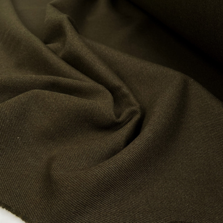 Wool Coating Khaki Serge Heavy Twill British Woven Fabric CU