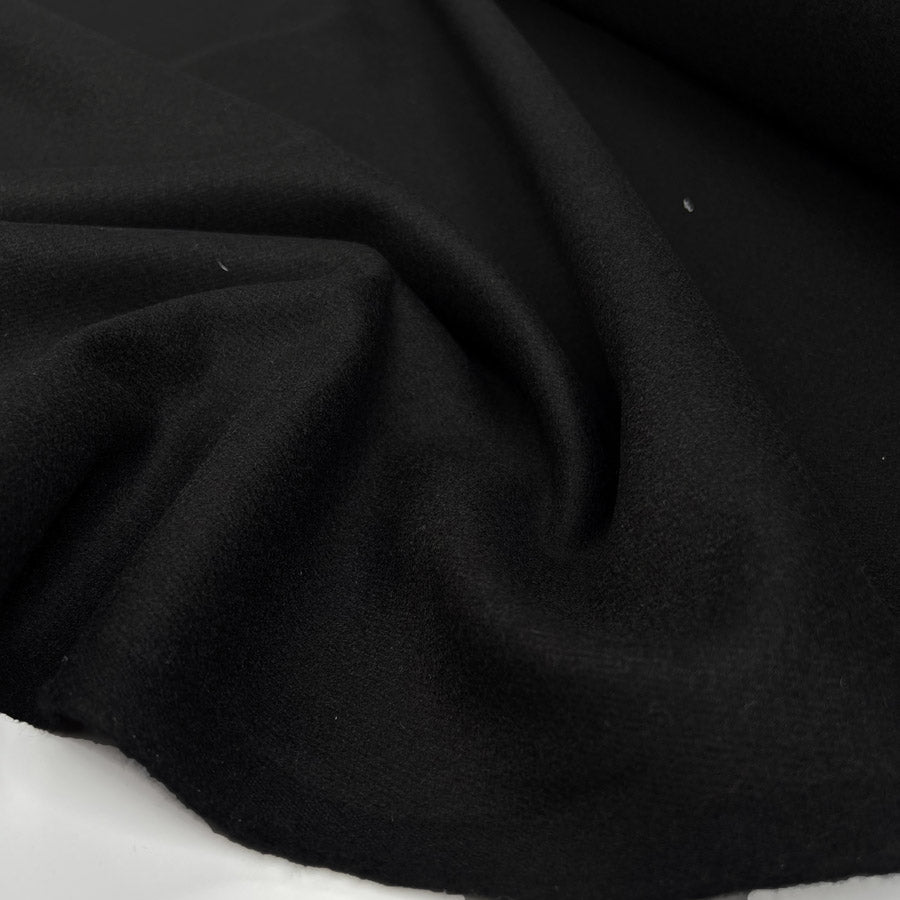 Wool Coating Milled Serge British Black Woven Heavy Coating Fabric CU