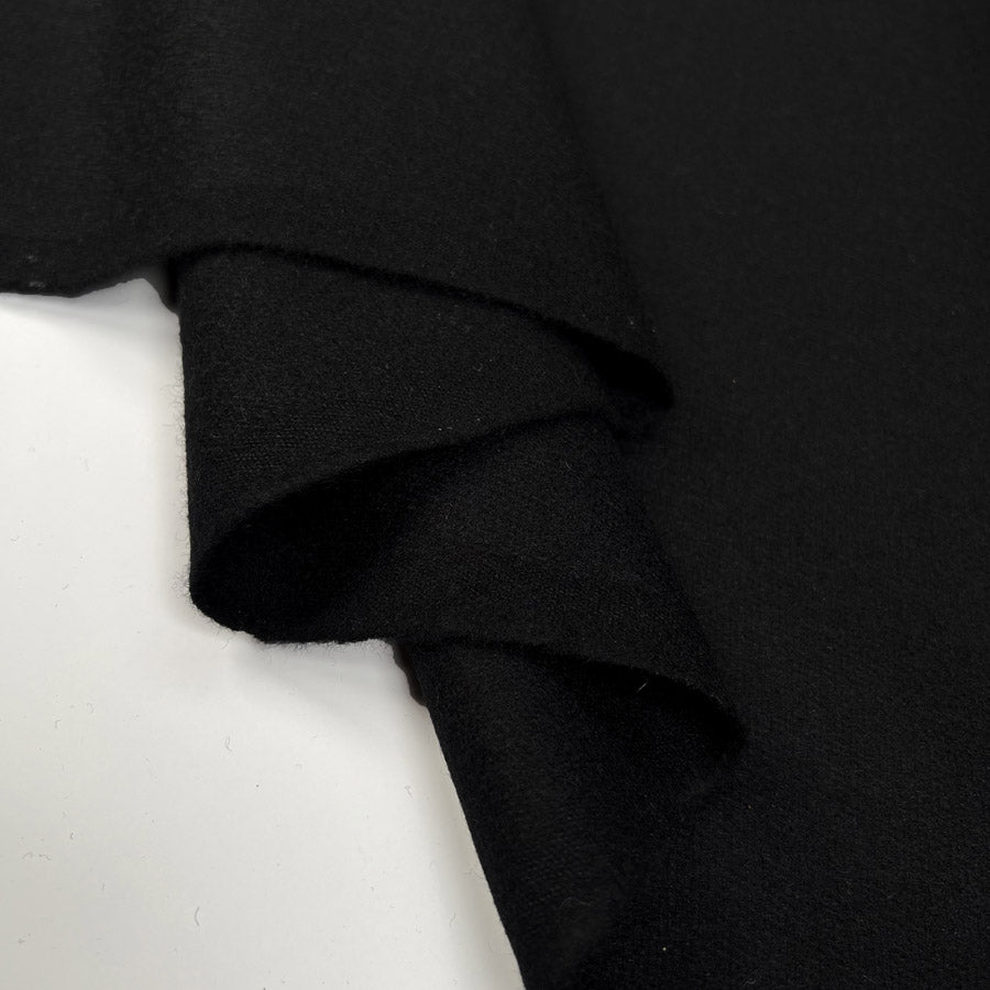 Wool Coating Milled Serge British Black Woven Heavy Coating Fabric Fold