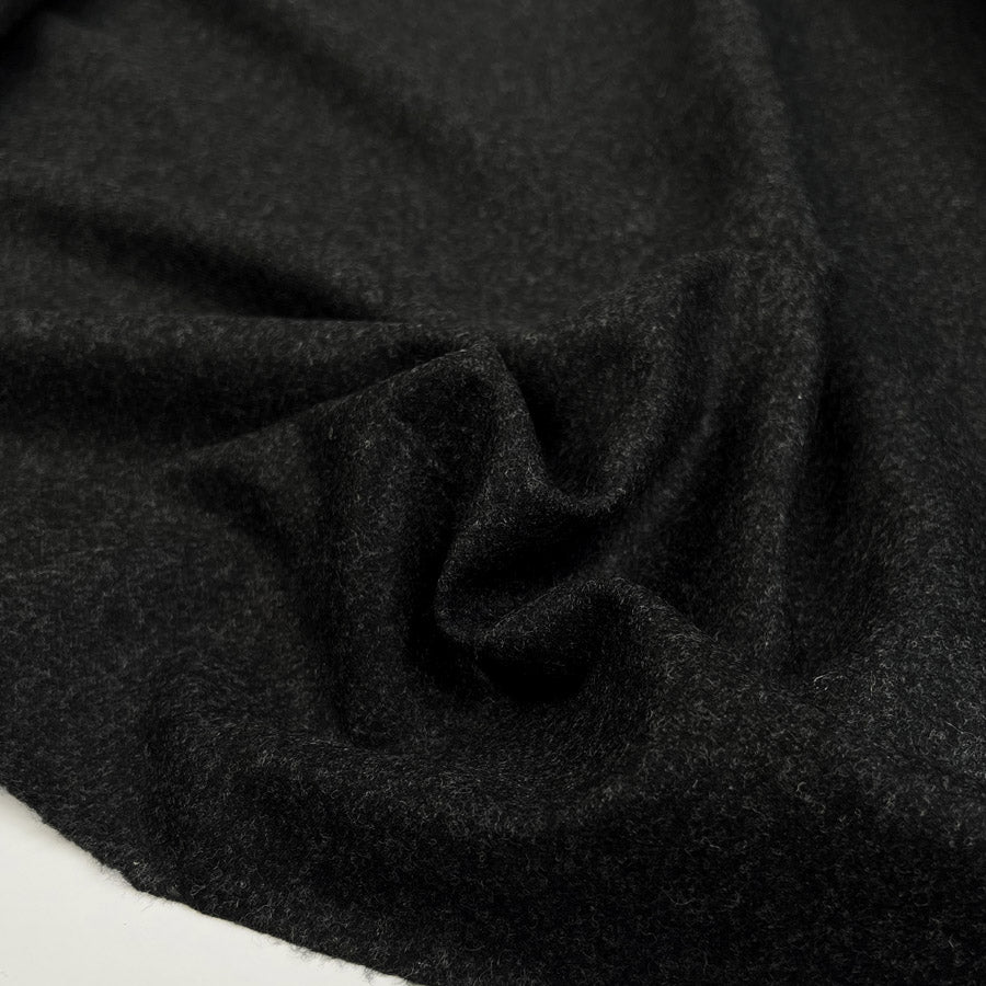 Wool Suiting Charcoal Melton Grey British Heavy Woven Fabric CU
