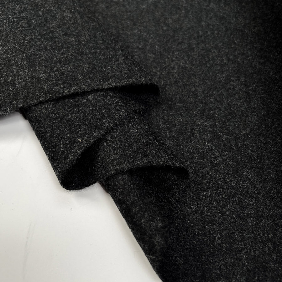 Wool Suiting Charcoal Melton Grey British Heavy Woven Fabric Fold