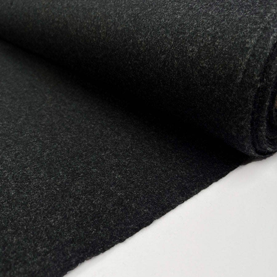 Wool Suiting Charcoal Melton Grey British Heavy Woven Fabric Roll