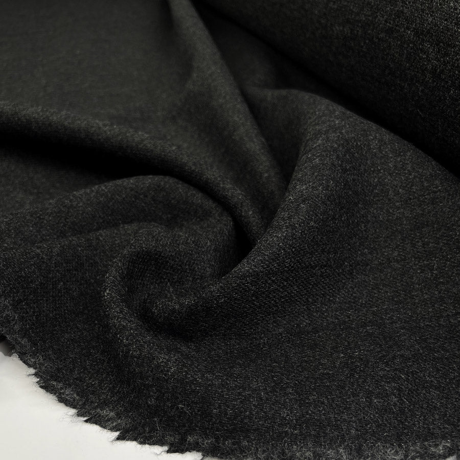 Wool Suiting Cut Check Charcoal Grey British Fabric CU