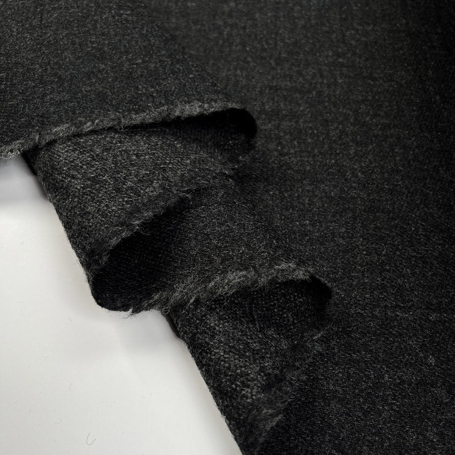 Wool Suiting Cut Check Charcoal Grey British Fabric Fold